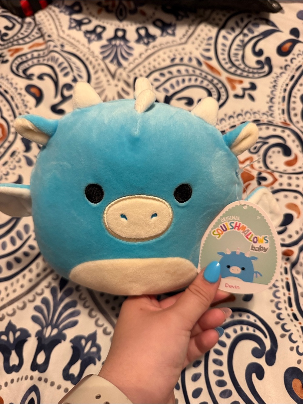 Squishmallows Baby Devin Light Blue Plush Cow